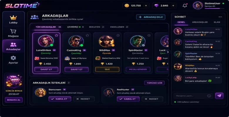 Slotime Platform Kullanıcı Arayüzü